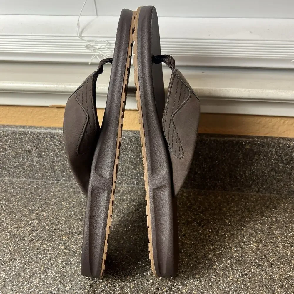 Flojos Summer Beach Sandal Mens Size 11 Dark Brown Synthetic Thong Flip Flop New